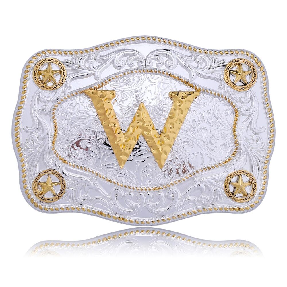 7198 Western Belt Buckles Initial Letters ABCDJMR to Z Large Gold Rodeo